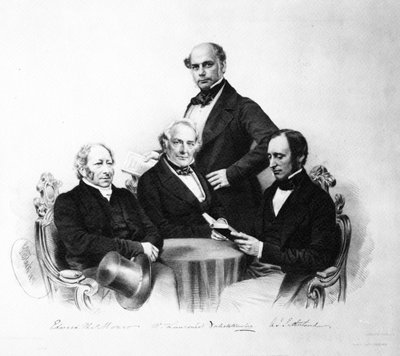 Portrait des docteurs Edward Monro, William Lawrence, Forbes Winslow et A. J. Sutherland, 1857 - English School